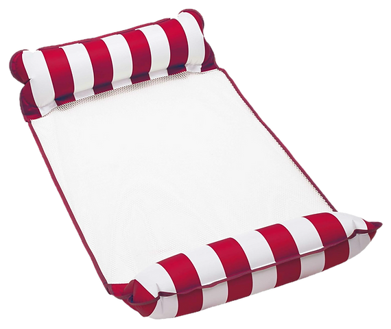 Red and white pool hammock floaty for the beach 