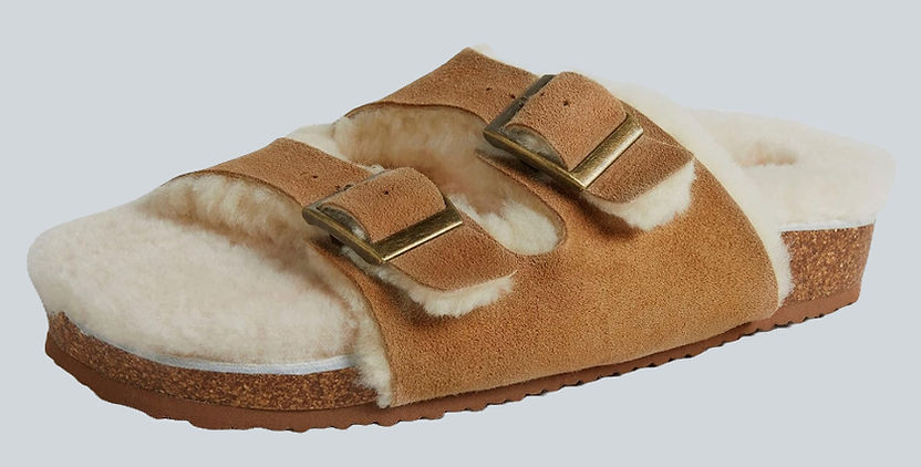 Birkenstock Fur Lined Sandal Dupes in tan