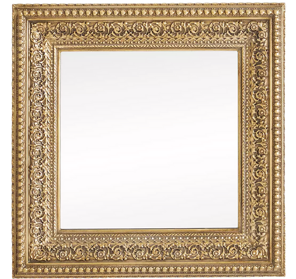 square antique vintage mirror with thick gold edge