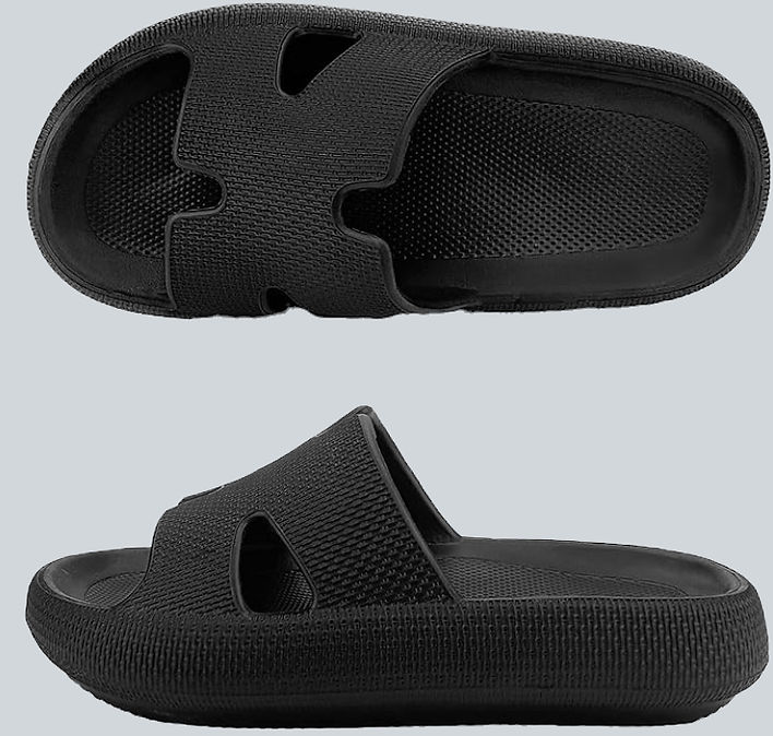 black H strap cloud slides