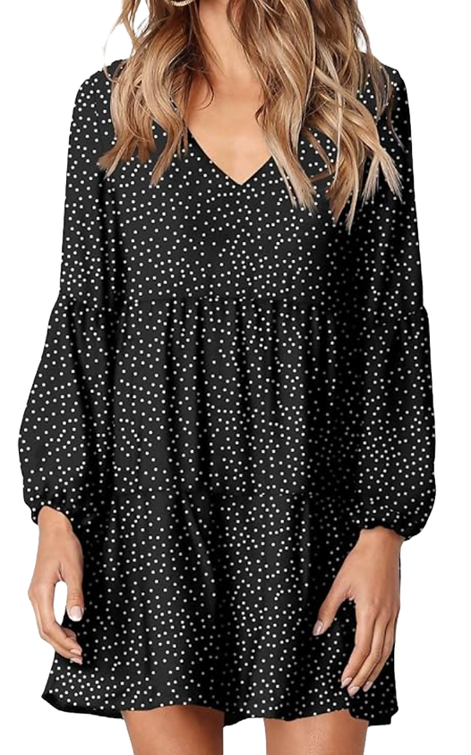 polka dot short long sleeve dress