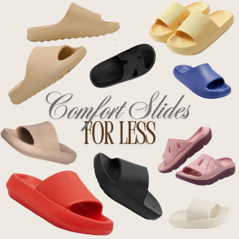 comfort slide dupes showing many different color slides