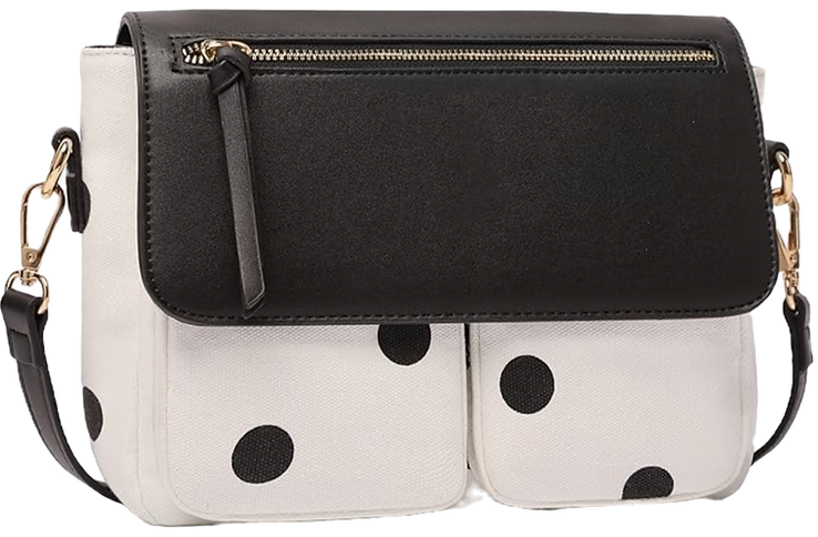 black and white polka dot purse