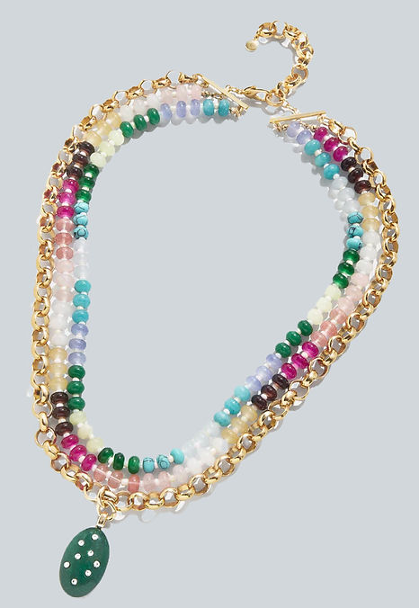 Multi color stone and gold chunky necklace