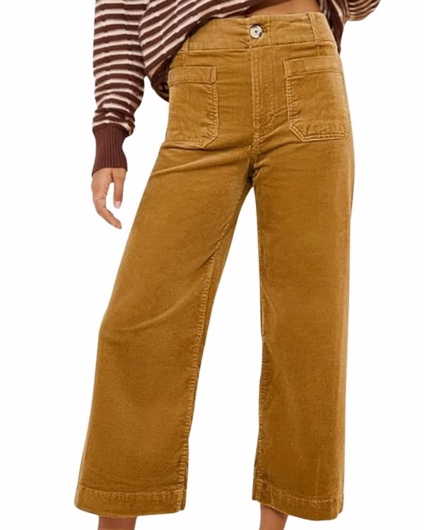 mustard high waisted cropped corduroy pants