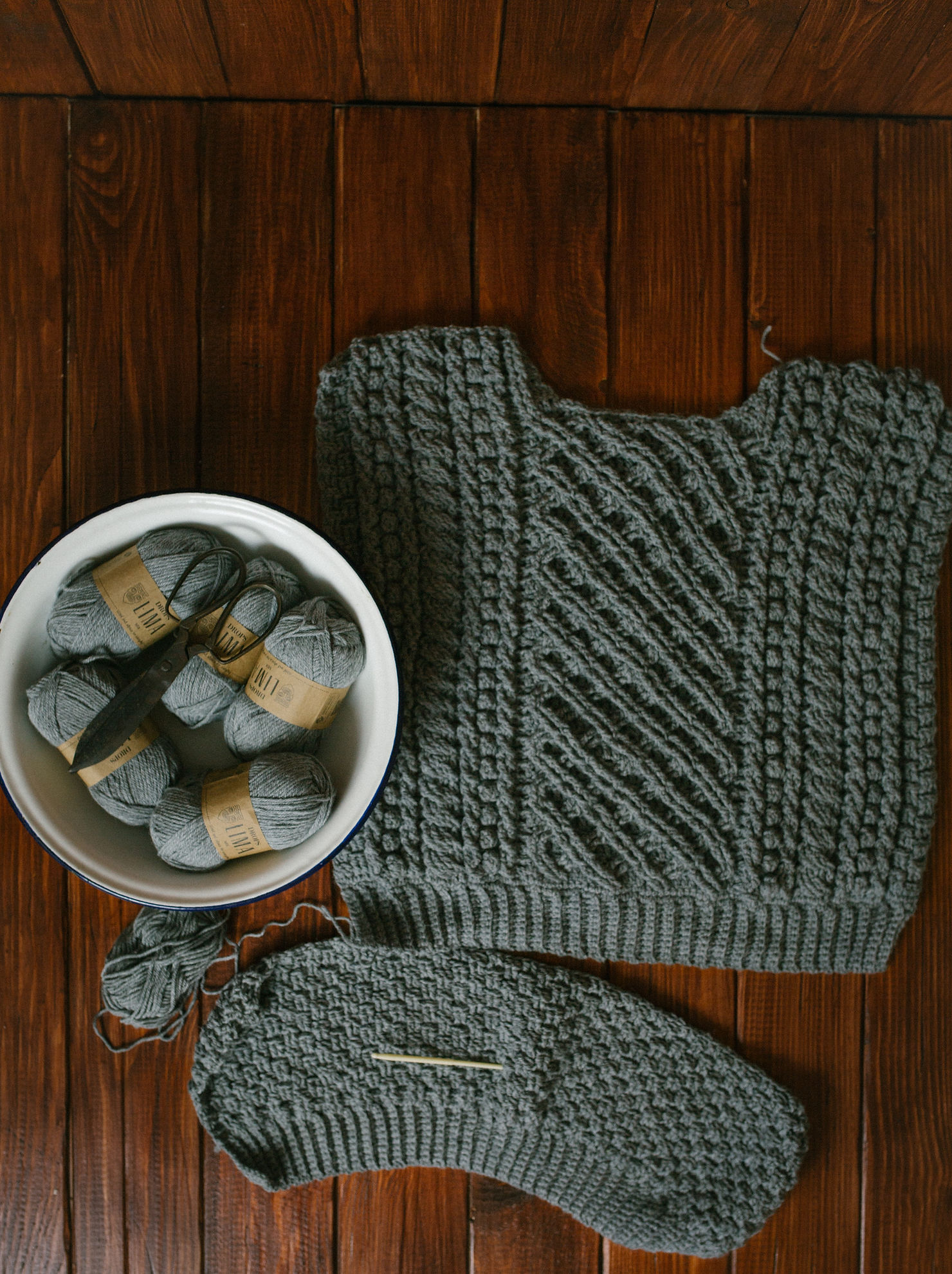 aran wool fisherman sweater being made by hand for 2025 fisherman aesthetic