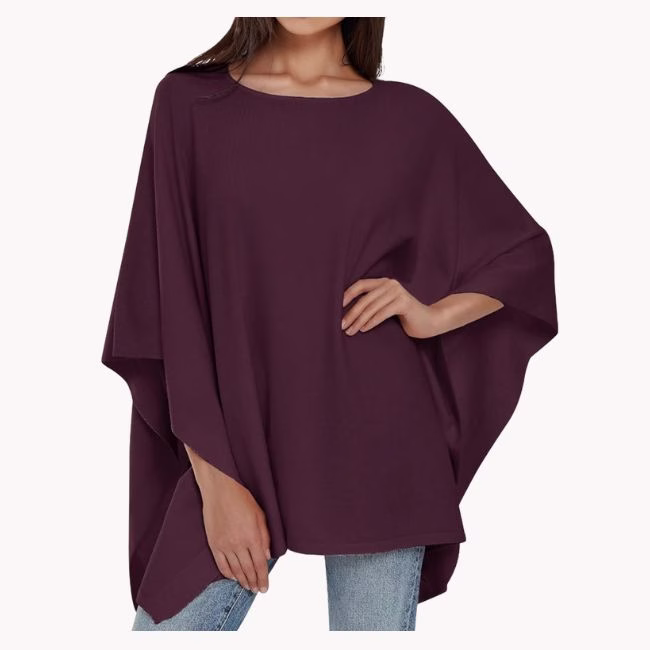 plum oversized womens sweater poncho