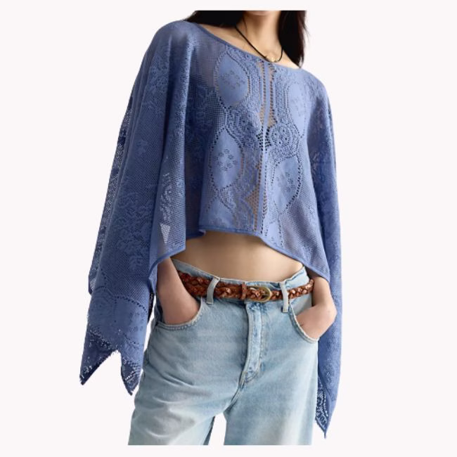 short crochet purple poncho