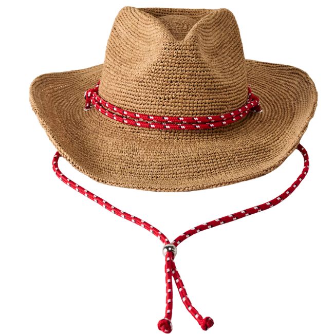 straw cowboy hat with rope