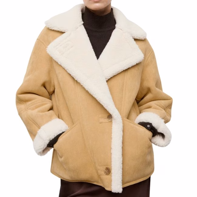 suede and shearling short jacket