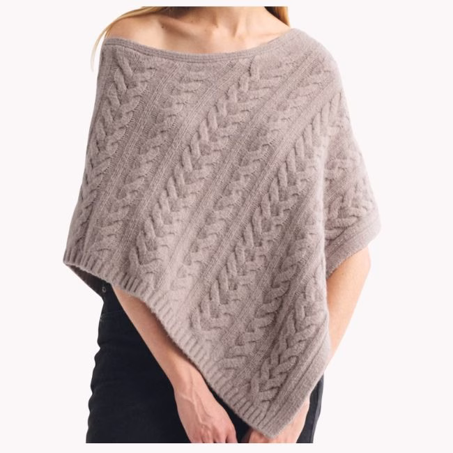 tan cable knit poncho