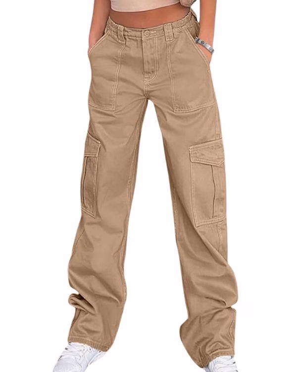 tan high waisted cargo pants