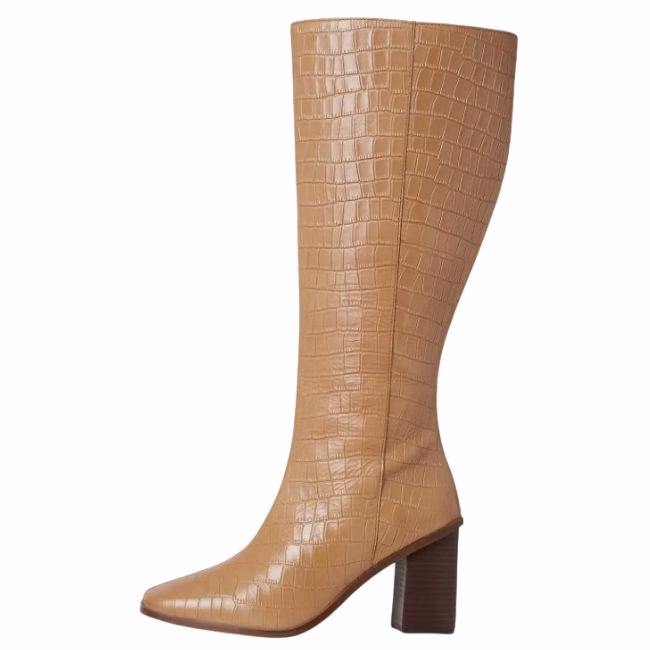 tan wide calf boot with heel