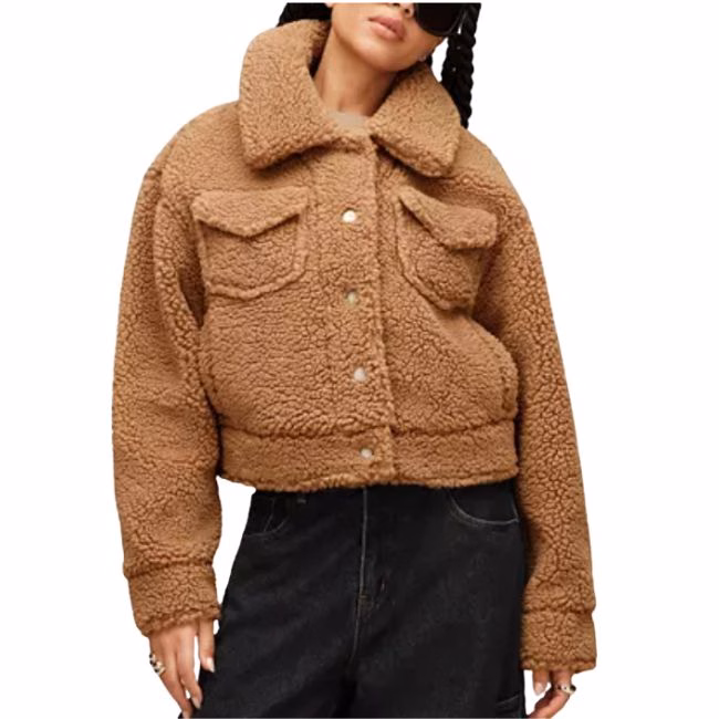 ugg cropped teddy coat