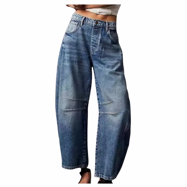 amazon mid rise barrel jeans
