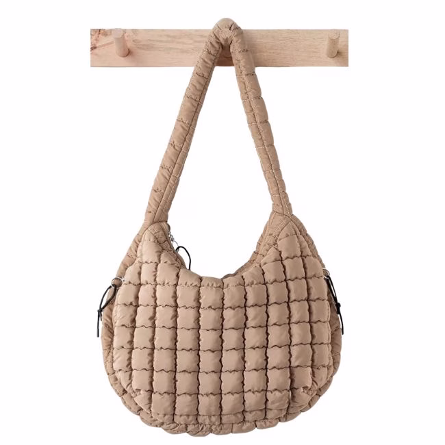free people dupe quilted bag in tan