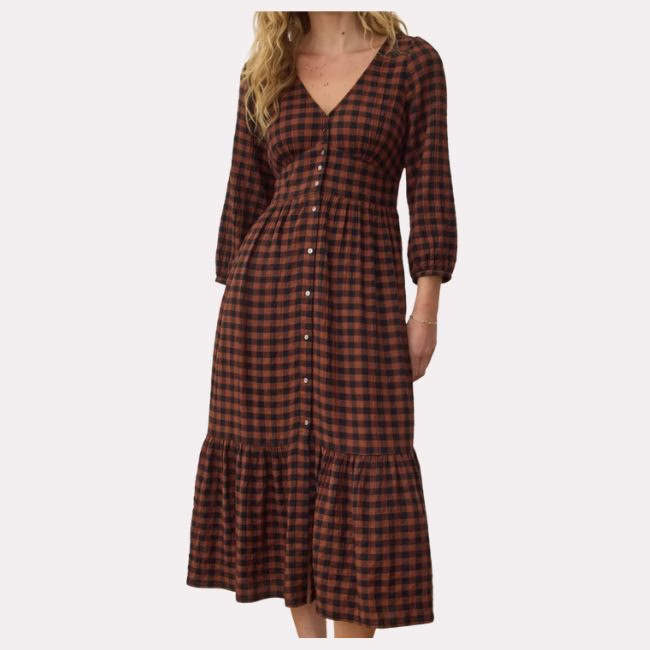 marine layer maxi plaid dress