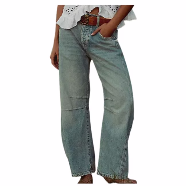 mid rise barrel jeans