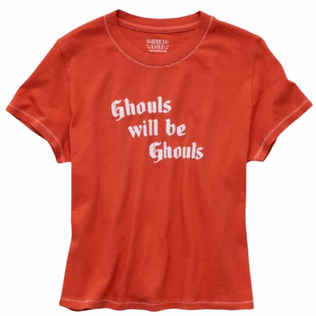 orange tee with ghouls will be ghouls
