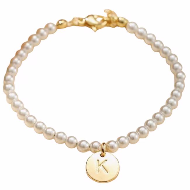 pearl gold charm bracelet