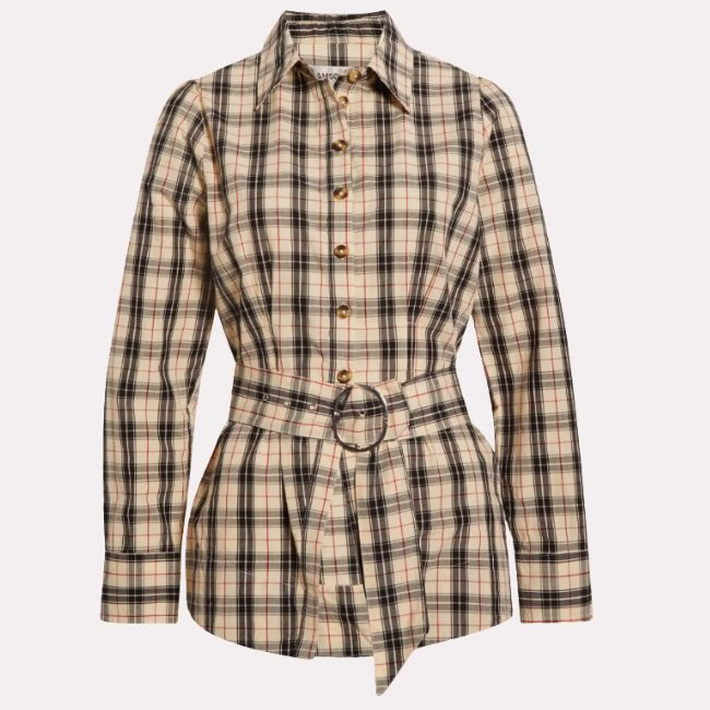plaid belted shirt