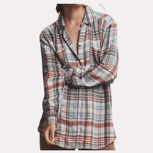 plaid button down anthro
