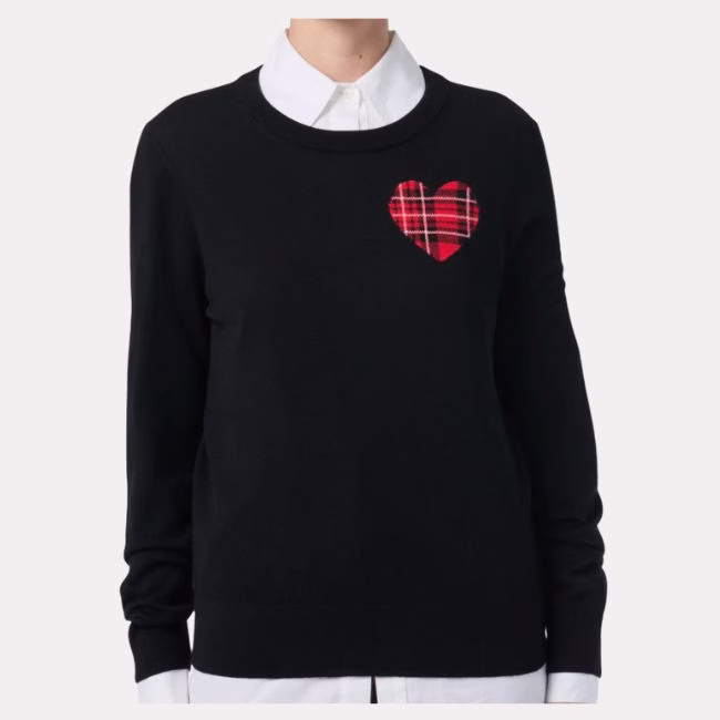 plaid heart sweater