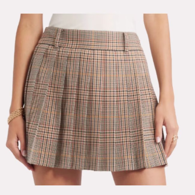 pleated plaid mini skirt