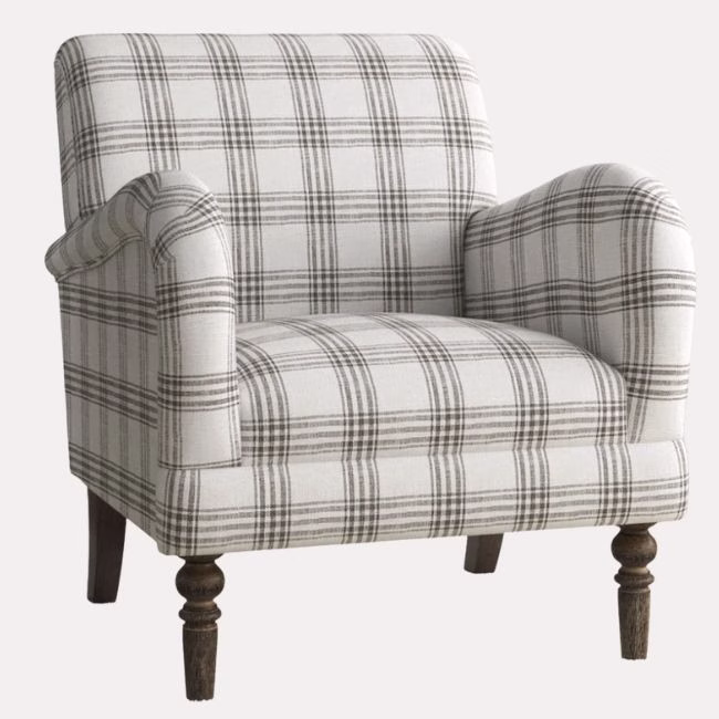 upholstered plaid chair