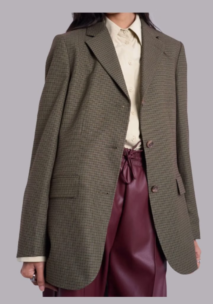 Topshop Oversized Houndstooth Blazer