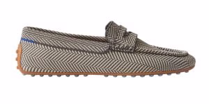 black and white driving loafer