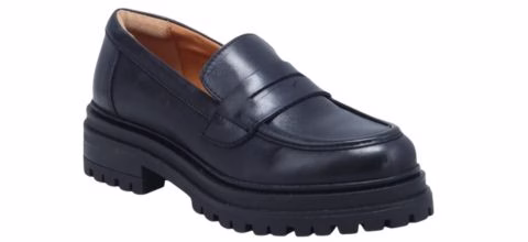 black platform lug sole chunky loafers