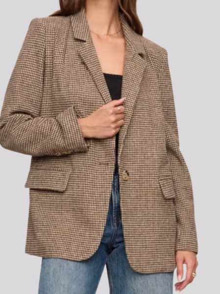 brown houndstooth oversized blazer