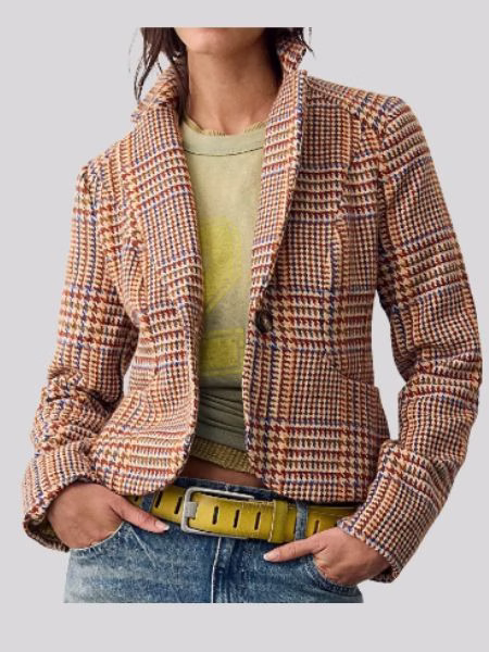 colorful cropped houndstooth blazer