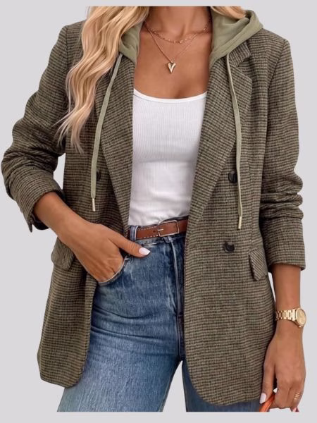 green houndstooth blazer