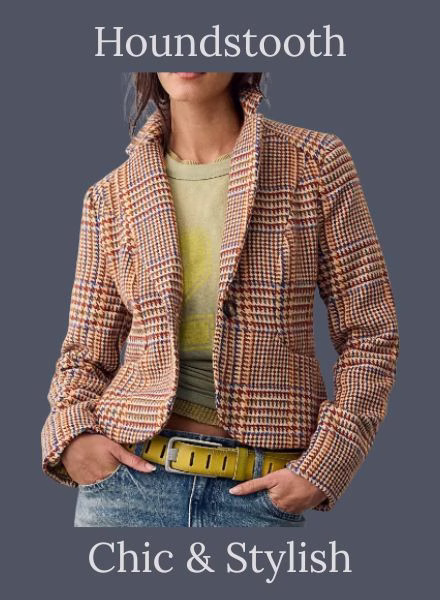 houndstooth blazer on a blue background