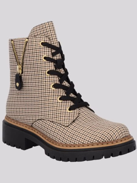 houndstooth lace up boots