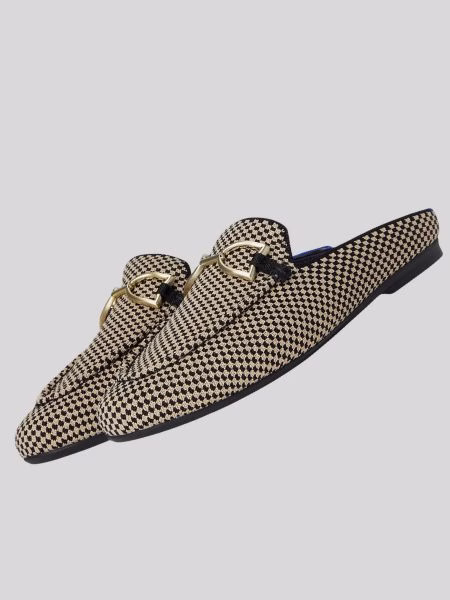houndstooth loafer mule