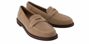 light tan suede penny loafers