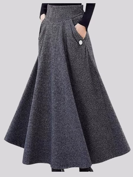 long houndstooth wool skirt