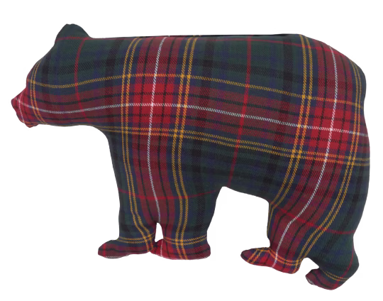 plaid bear throw pillow