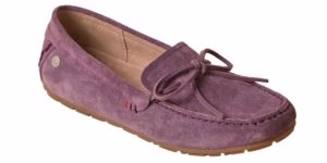 purple suede driving shoe