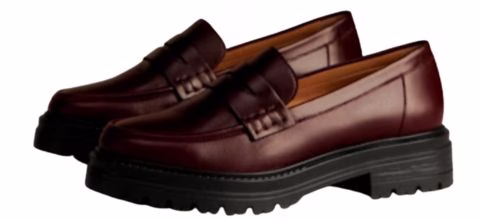 sezane brown penny lug sole loafers