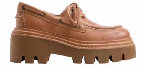 sperry tan lug sole platform tie front loafers