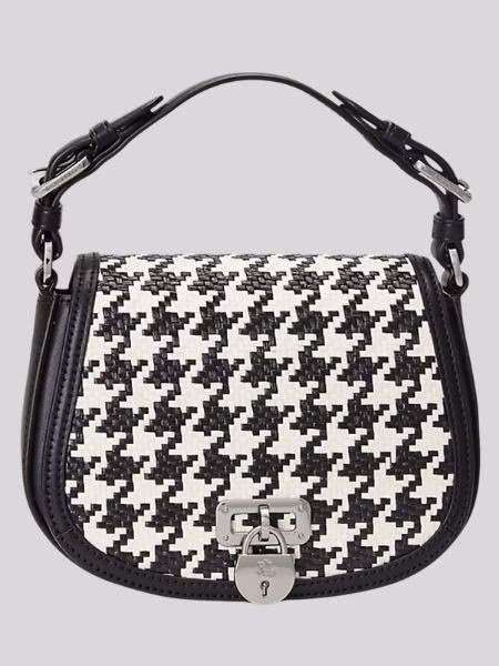top handle houndstooth bag
