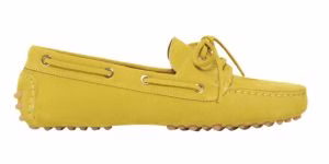 yellow suede driving loafer