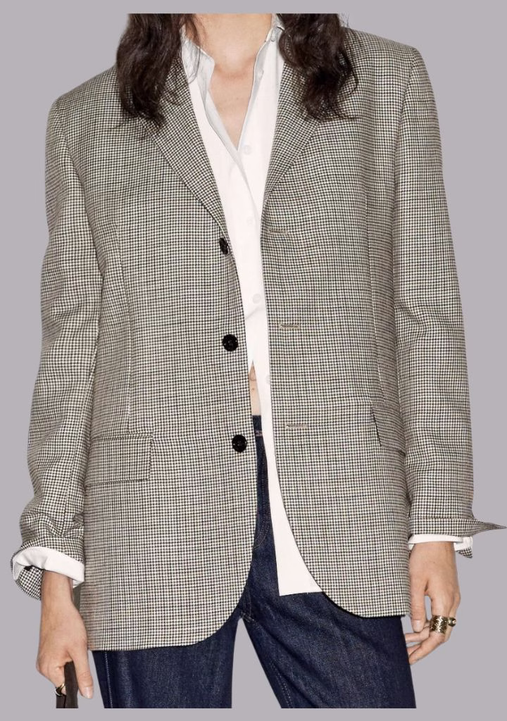 Zara 100% Wool Houndstooth Blazer