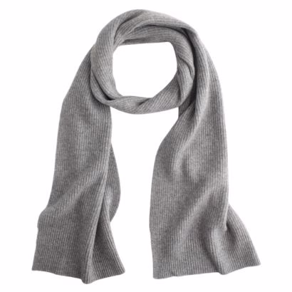 gray ribbed knit scarf