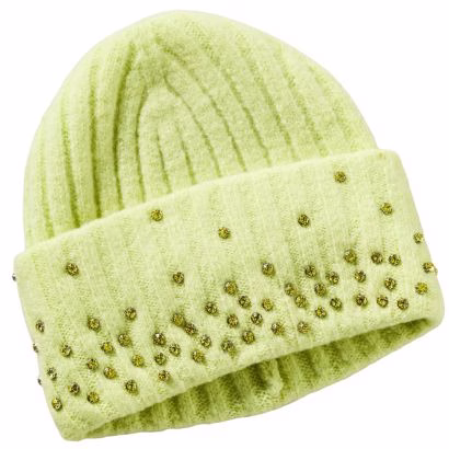 green rhinestone beanie