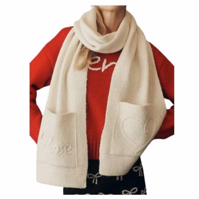 white love heart scarf